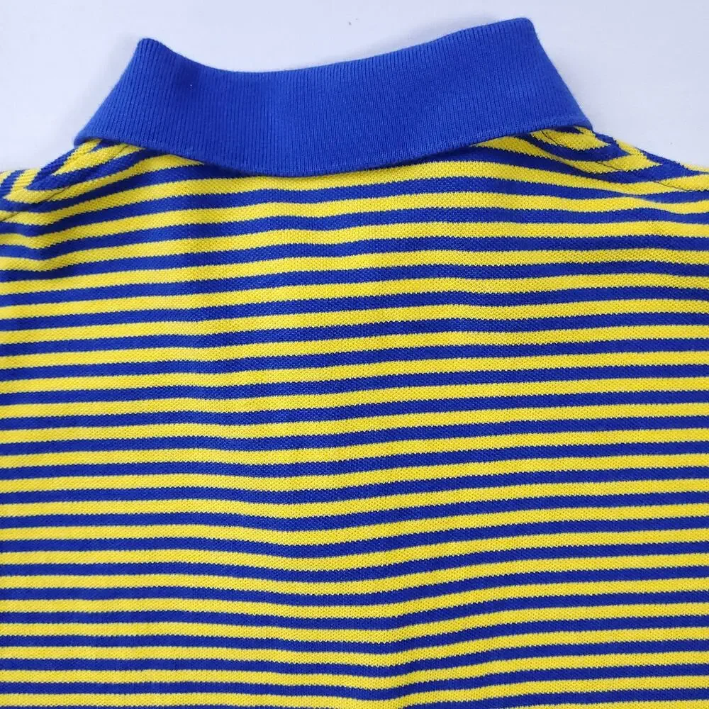 VTG Ralph Lauren Polo Shirt Pony Yellow Blue Stripe Short Sleeve 90s y2k Sz S